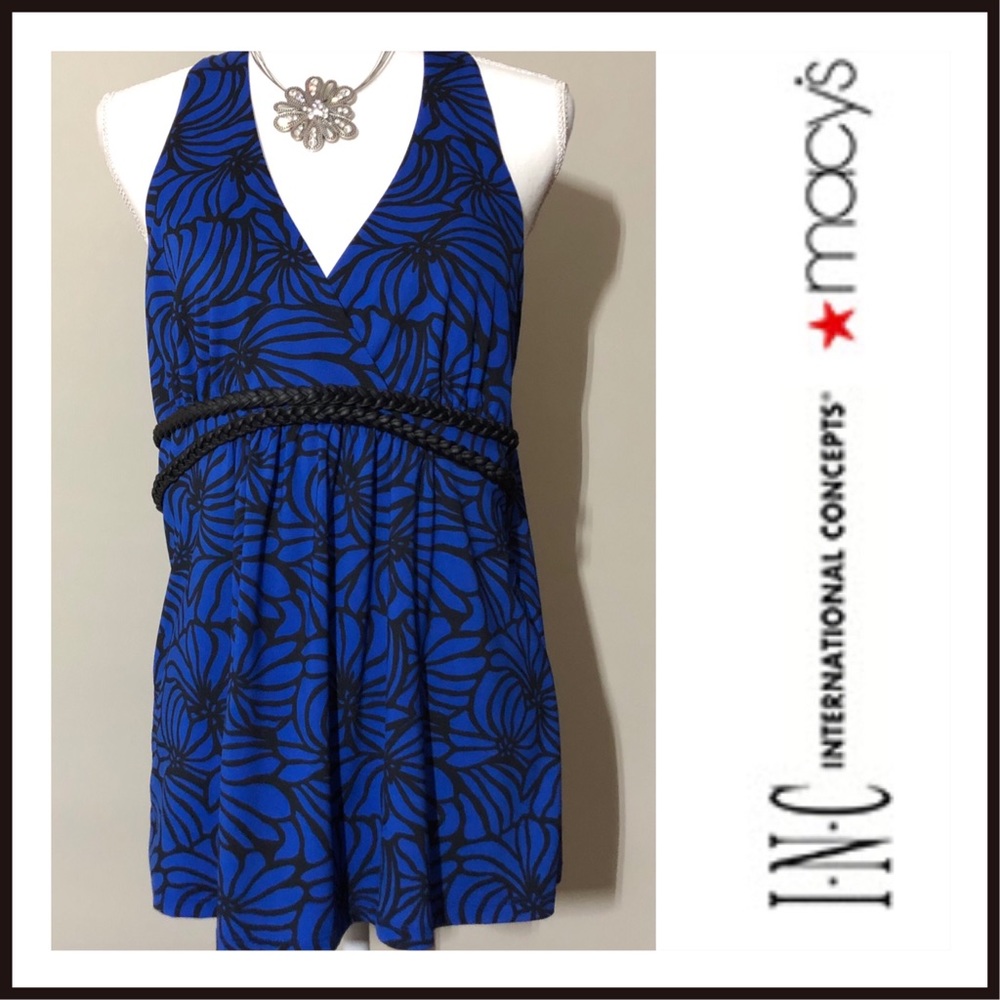 SEXY WOMENS EMPIRE WAIST HALTER TOP by INC-International Concepts, Blue & Black